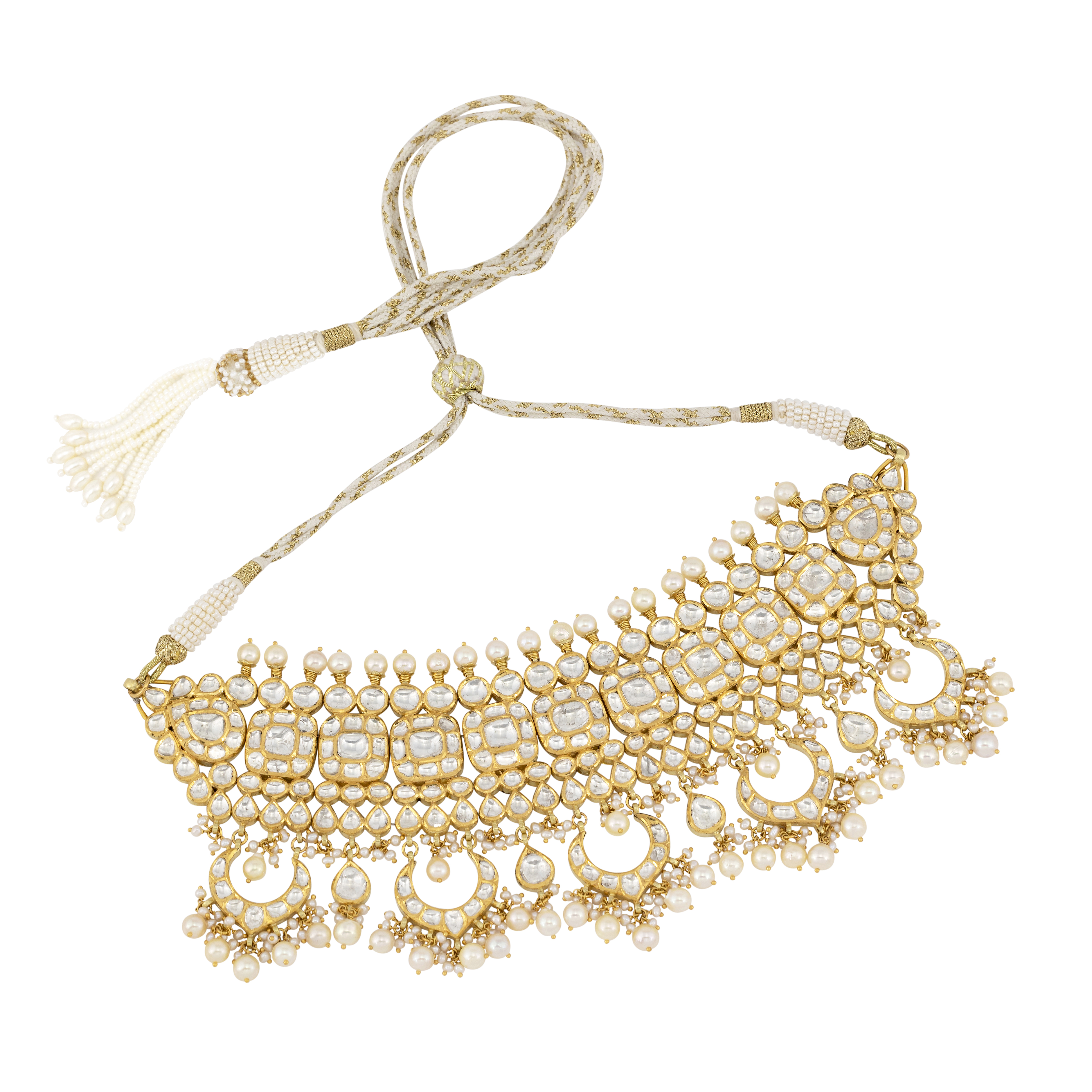 Regal Polki and Pearl Choker Necklace